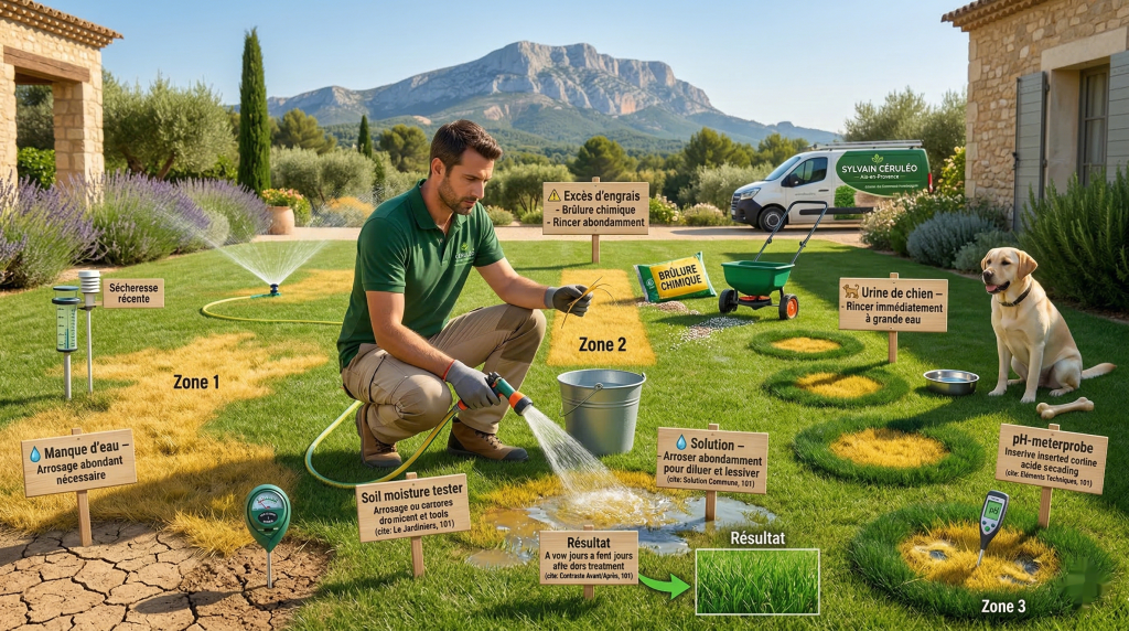 entretien et tonte de pelouse les zones jaunes