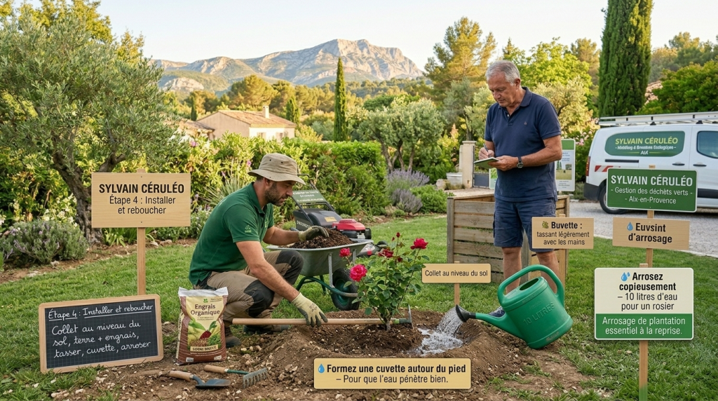 plantation de fleurs et arbustes installer et reboucher