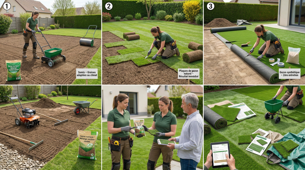 services espaces verts engazonnement semis et synthétique