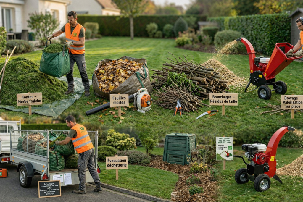 services espaces verts evacuation déchets et feuilles