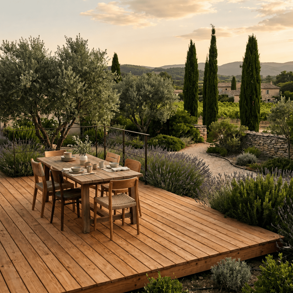 Aménagement terrasse bois et jardin Meyreuil