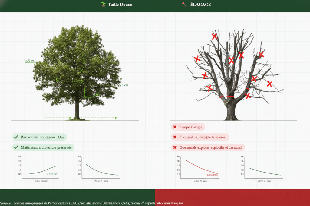 tableau comparatif de taille douce vs étêtage