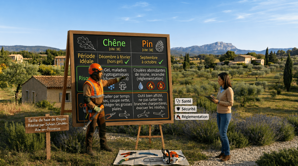 Quelle est la meilleure période pour élaguer un chêne ou un pin en Provence tableau comparatif des périodes d